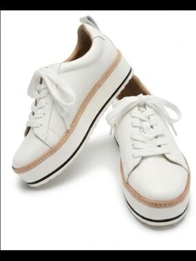 Chelsea & Violet Penny leather platform sneakers in white. 